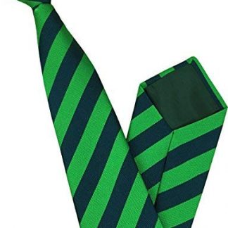 Men's Striped Clip On Tie (Navy & Bright Green Stripes)