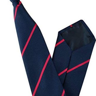 Men's Striped Clip On Tie (Navy with Red Stripe)