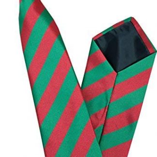 Men's Striped Clip On Tie (Red & Green Stripe)