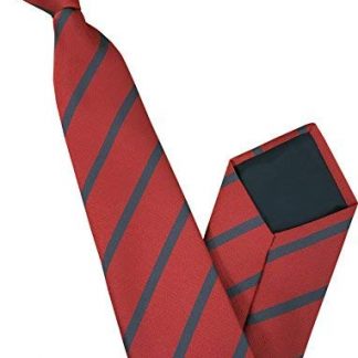 Men's Striped Clip On Tie (Red with Grey Stripe)