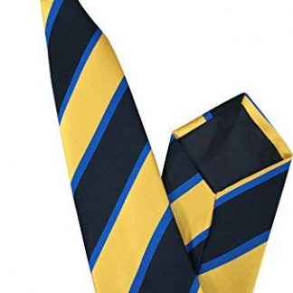 Men's Striped Clip On Tie (Yellow, Black & Royal Blue Stripe)