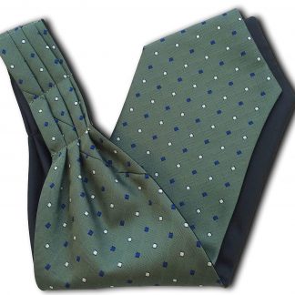 Men's 'Under Shirt' Ascot Cravat (Dark Green with Royal Blue and White Diamonds)