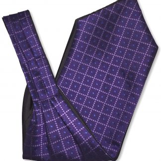 Mens 'Under Shirt' Ascot Cravat (Purple & Lilac Check with Blue Diamonds)