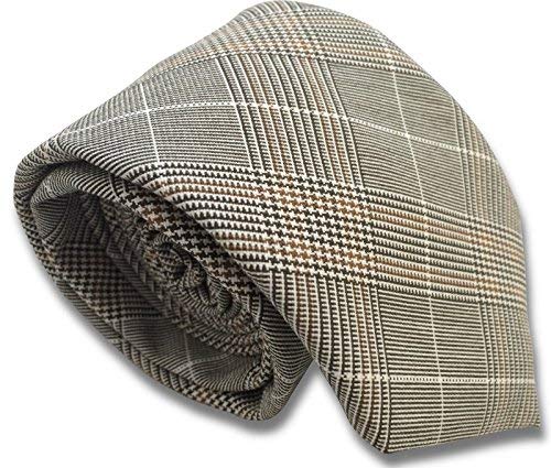 Men’s Woven Tweed Check Tie Brown Tan (Prince of Wales Check) – Wrexham ...