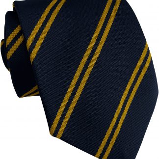 Navy and Gold Double Stripe School Tie