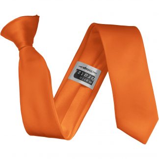 Orange Satin Skinny Clip On Tie