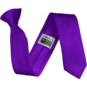 Purple Satin Skinny Clip On Tie