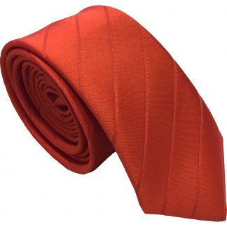 Plain Red Shadow Stripe Satin Skinny Tie