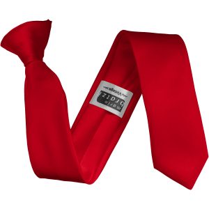 Red Satin Skinny Clip on Tie
