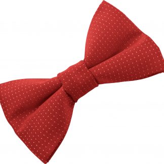 Men's Satin Bow Tie with Pinspots - Red with White Spots
