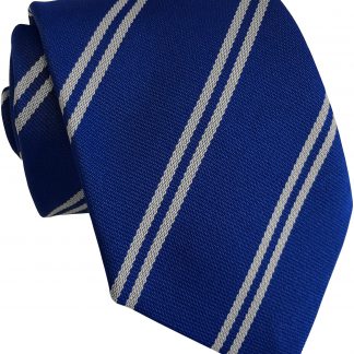 Royal and White Double Stripe School Tie