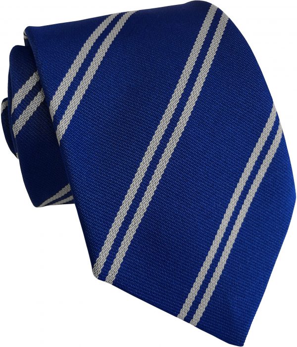 Royal and White Double Stripe School Tie