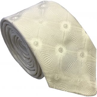 Creamy White Skinny Tie with Starburst Design