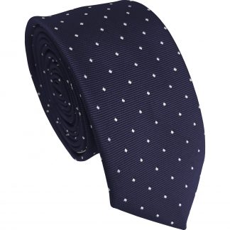 Navy Blue with White Polka Dot Spot Skinny Tie
