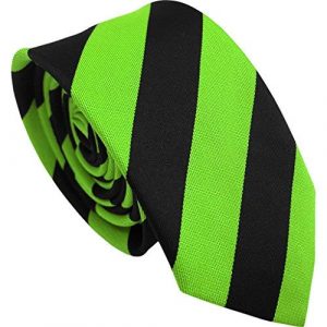 Striped Skinny Tie Retro Neon Green and Black