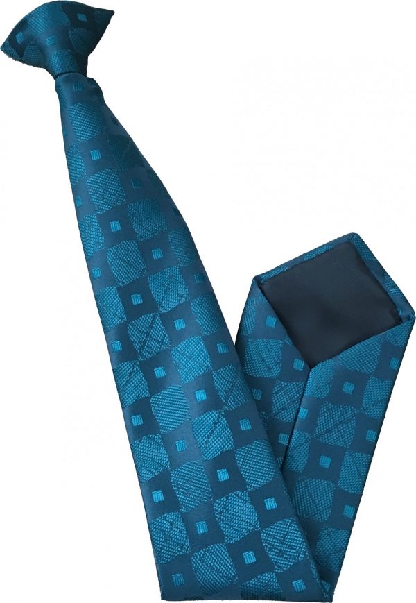 Teal Check Clip On Tie