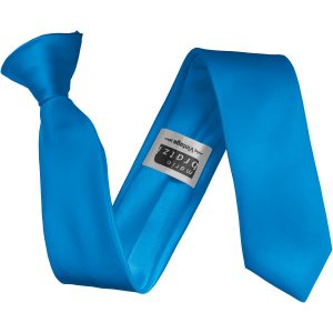 Turquoise Satin Skinny Clip On Tie