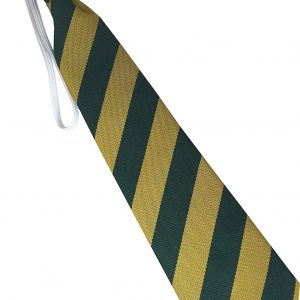 Gold and Bottle Green Block Stripe Infant School Elastic Tie age 3-5 years