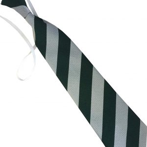 Bottle Green and White Block Stripe Infant School Elastic Tie age 3-5 years