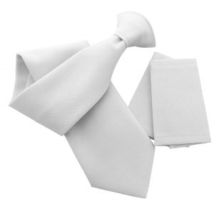 Plain Matte White Clip On Tie - with optional Epaulettes - Workwear Uniform Security
