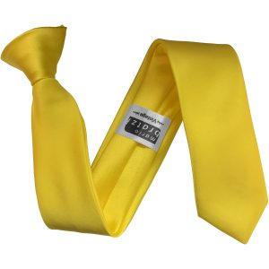 yellow Satin Skinny Clip On Tie