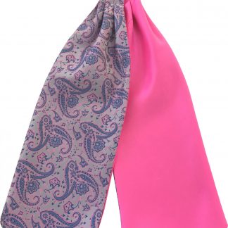 Mens Paisley Satin Self-Tie Ascot Cravats - Lilac and Cerise