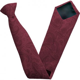 Mens Burgundy Paisley Clip-On Neck Tie