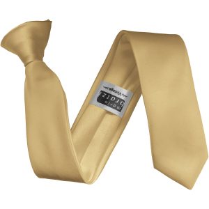 Gold Satin Skinny Clip On Tie