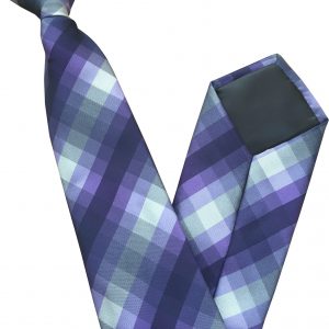 Purple Grey Clip On Tie Check Square