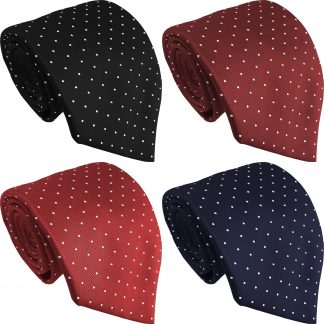 Polka Dot Tie Mens White Spots with Optional Hanky
