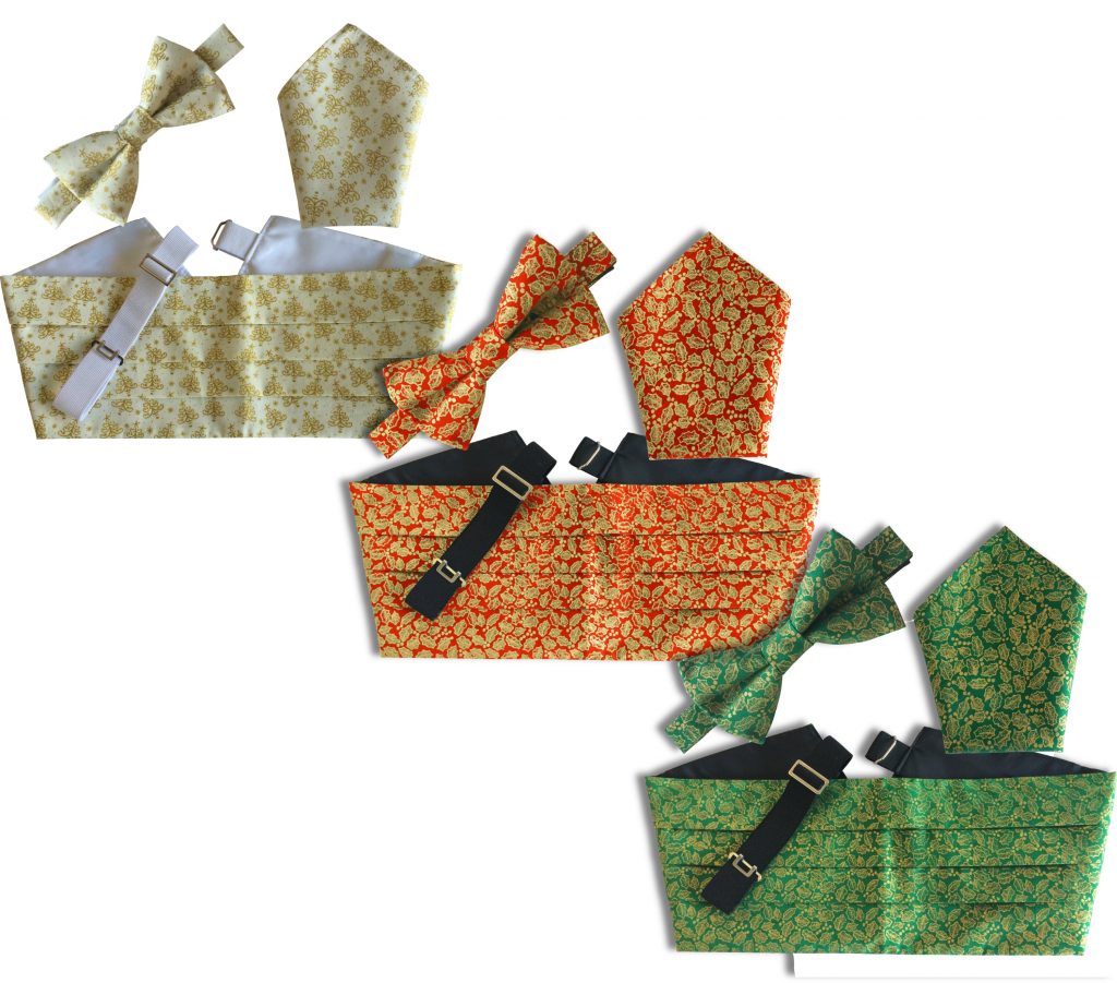 Christmas Cummerbund Sets with Bow Tie and Pocket Square Wrexham Club