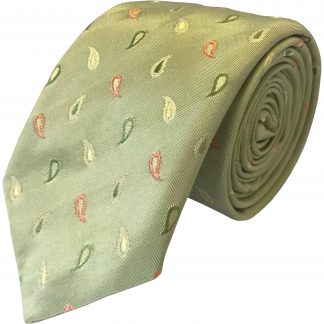 Light green Paisley Mens tie