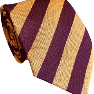 Maroon and Gold Block Stripe School Tie
