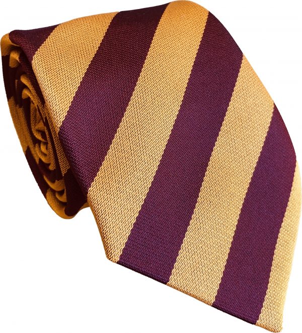 Maroon and Gold Block Stripe School Tie