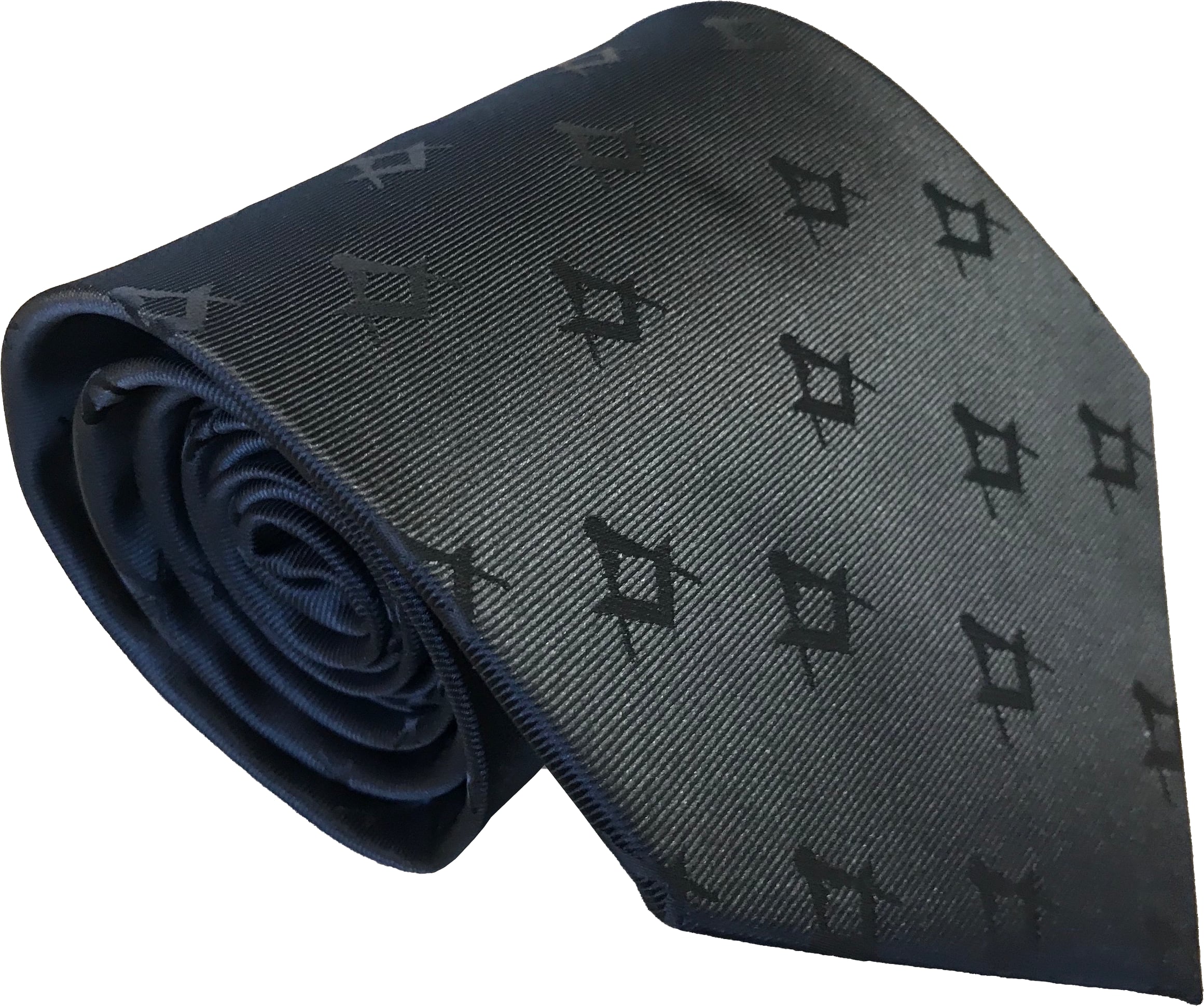 Black Masonic Tie with Freemason Square and Compass Optional