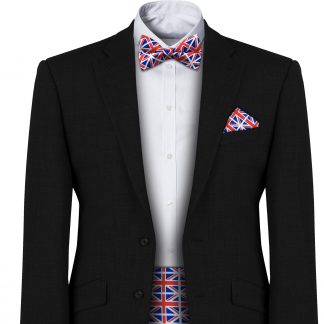 Union Jack Flag Cummerbund Set (Includes Bow Tie and Hanky)