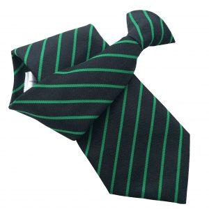 Black Clip On Tie with emerald Green Stripes