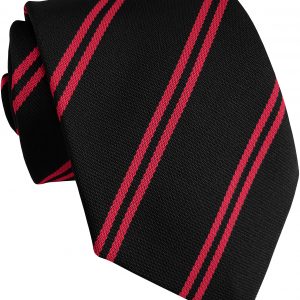 Black and Red Double Stripe High School Tie School age 11-16 years