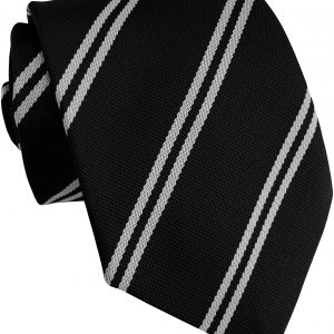 Black and White Double Stripe High School Tie School age 11-16 years