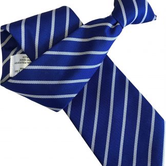 Royal Blue Clip On Tie with Slim White Stripe Clipper Snapper Tie