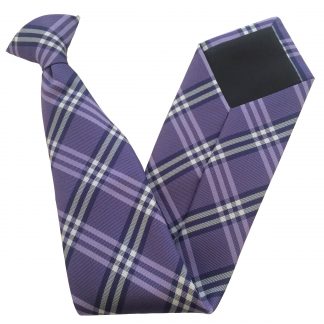 Lilac Purple Tartan Check Clip On Tie
