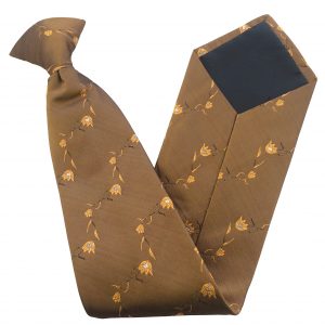 Bronze Clip On Tie with Copper Floral Design