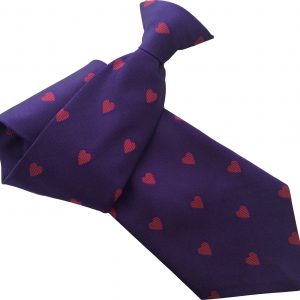 Purple Hearts Valentine Clip On Tie