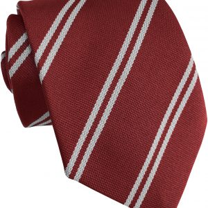Maroon and White Double Stripe High School Tie School age 11-16 years