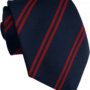 Navy Blue and Red Double Stripe School Ties and Clip On Ties – All Ages