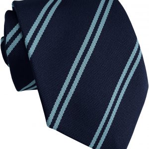 Sky and Navy Blue Double Stripe Junior School Tie age 6-10 years