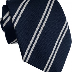 Navy Blue and White Double Stripe School Ties and Clip On Ties – All Ages
