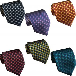 Mens Dice Check Pattern Standard Ties Navy Red Green Royal Sky