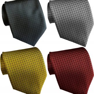 Mens Basket Pattern Standard Ties Black Crimson Silver Gold