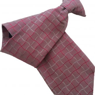 Pearlescent Pink Clip tie with Fuchsia and Grey Check